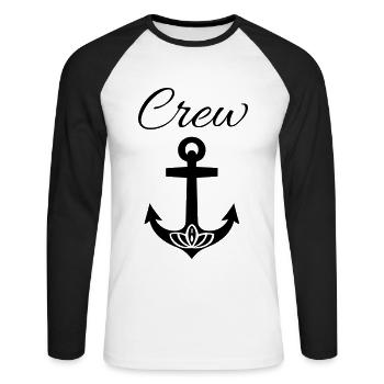 Crew Member - Team Logo - Unisex Long Sleeve Baseball T-Shirt - white/black - Front - Nik (191cm)
