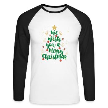 We wish you a merry christmas - T-shirt baseball manches longues Homme - blanc/noir - Devant - Nik (191cm)
