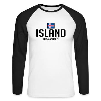 Iceland what else saying Scandinavia holidays - Unisex Long Sleeve Baseball T-Shirt - white/black - Front - Nik (191cm)