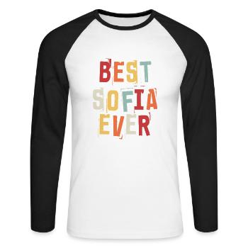 Best Sofia Ever First Name Retro Text Gift - Unisex Long Sleeve Baseball T-Shirt - white/black - Front - Nik (191cm)