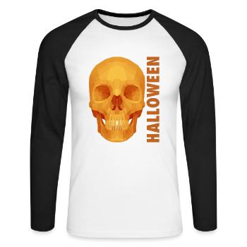 Halloween skull - Unisex Long Sleeve Baseball T-Shirt - white/black - Front - Nik (191cm)