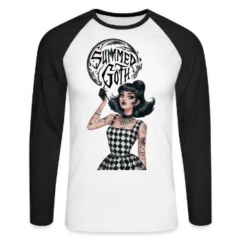 Summer Goth für Gothik Fans - Unisex Baseballshirt langarm - Weiß/Schwarz - Vorne - Nik (191cm)