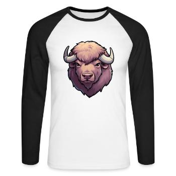 Bison Buffalo - Unisex Long Sleeve Baseball T-Shirt - white/black - Front - Nik (191cm)
