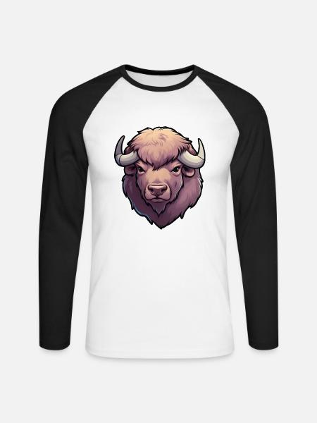 Bison Buffalo - Unisex Long Sleeve Baseball T-Shirt - white/black