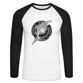 Requin-baleine hawaïen - T-shirt baseball manches longues Homme - blanc/noir - Devant - Nik (191cm)
