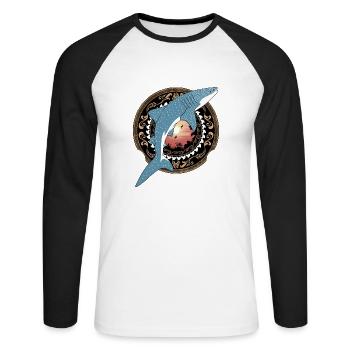 Requin-baleine hawaïen - T-shirt baseball manches longues Homme - blanc/noir - Devant - Nik (191cm)