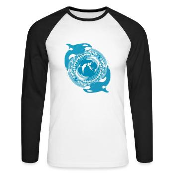 Tochter von Poseidon - Unisex Baseballshirt langarm - Weiß/Schwarz - Vorne - Nik (191cm)