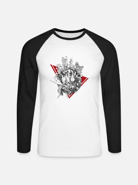 Planet der Fleischfressenden Pflanzen in Schwarz - Unisex Baseballshirt langarm - Weiß/Schwarz
