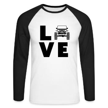 Love Jeeps - Unisex Long Sleeve Baseball T-Shirt - white/black - Front - Nik (191cm)