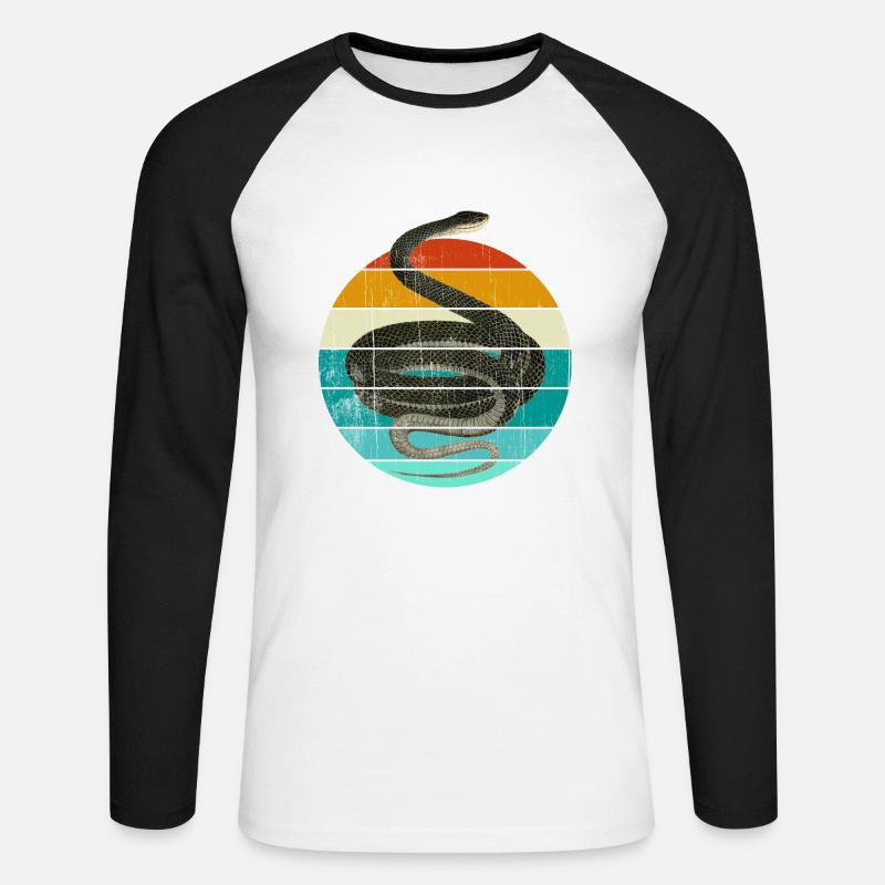 Coluber Constrictor Schwarznatter Schlange - Unisex Baseballshirt langarm - Weiß/Schwarz