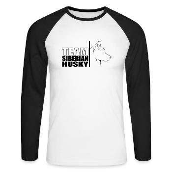 TEAM Husky de Sibérie Chien Wilsigns - T-shirt baseball manches longues Homme - blanc/noir - Devant - Nik (191cm)