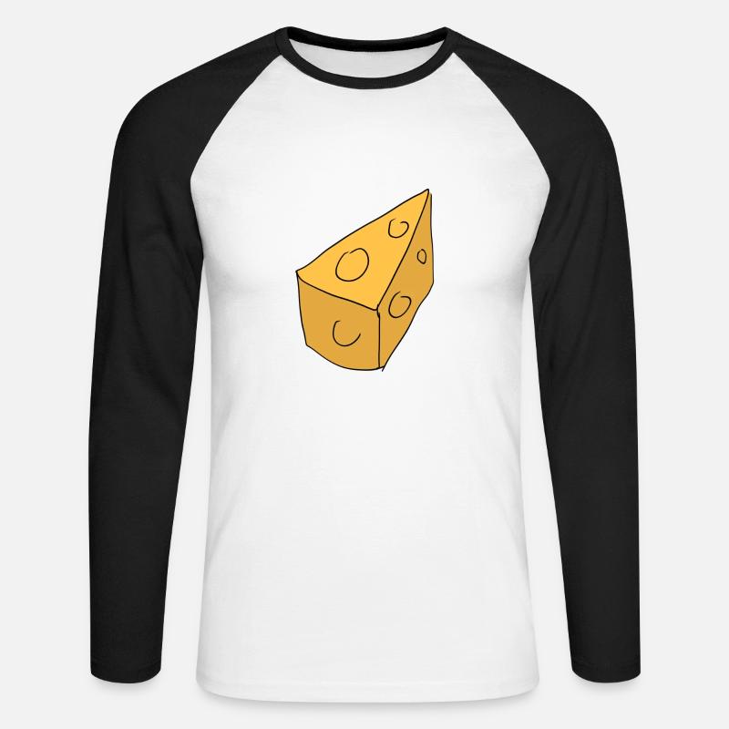 Käse Essen Symbol - Unisex Baseballshirt langarm - Weiß/Schwarz