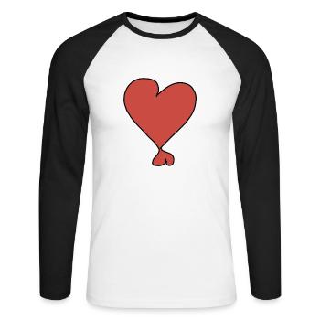 Deux coeurs coeur rouge coeur - T-shirt baseball manches longues Homme - blanc/noir - Devant - Nik (191cm)