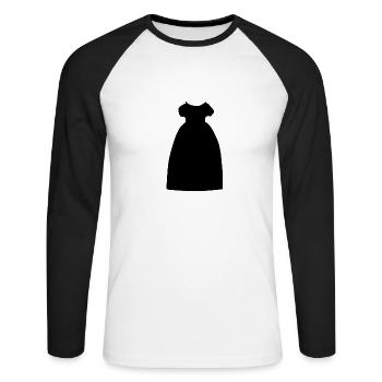 Kleid Symbol Klamotten cartoon - Unisex Baseballshirt langarm - Weiß/Schwarz - Vorne - Nik (191cm)