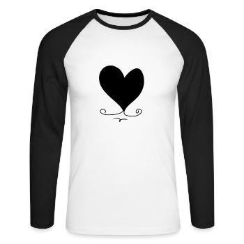 Liebe Herz Symbol - Unisex Baseballshirt langarm - Weiß/Schwarz - Vorne - Nik (191cm)