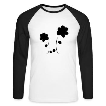 Blume Blumen Symbol Pflanze form - Unisex Baseballshirt langarm - Weiß/Schwarz - Vorne - Nik (191cm)