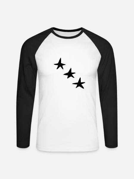Shapes Three Star Star Icon - Unisex Long Sleeve Baseball T-Shirt - white/black