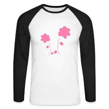 Blume Blumen Symbol Pflanze form - Unisex Baseballshirt langarm - Weiß/Schwarz - Vorne - Nik (191cm)