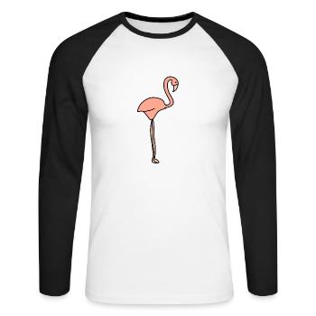 flamingo tier symbol pink - Unisex Baseballshirt langarm - Weiß/Schwarz - Vorne - Nik (191cm)