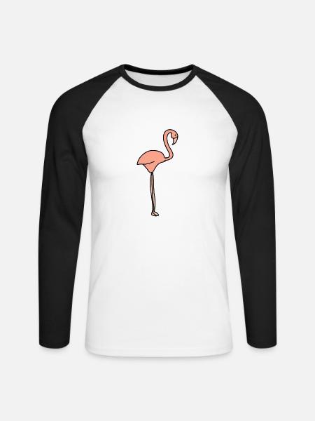 Flamingo Animal Symbol Pink - Unisex Long Sleeve Baseball T-Shirt - white/black