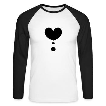 Herz Form Liebe Symbol - Unisex Baseballshirt langarm - Weiß/Schwarz - Vorne - Nik (191cm)