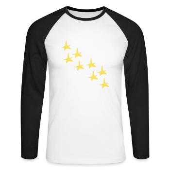 Étoiles étoiles jaunes motif formes de symboles - T-shirt baseball manches longues Homme - blanc/noir - Devant - Nik (191cm)