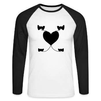 Heart Bow Pattern Shapes Shapes - Unisex Long Sleeve Baseball T-Shirt - white/black - Front - Nik (191cm)