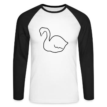Cygne Cygne Animal symbole oiseau - T-shirt baseball manches longues Homme - blanc/noir - Devant - Nik (191cm)