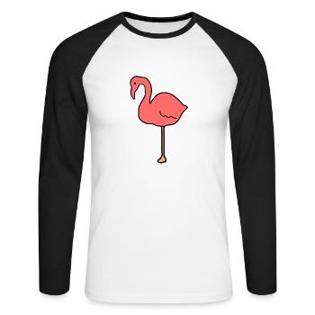 flamingo tier symbol pink rosa - Unisex Baseballshirt langarm - Weiß/Schwarz - Vorne - Nik (191cm)
