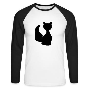 Chat Animal Icône Animal Animal Pet - T-shirt baseball manches longues Homme - blanc/noir - Devant - Nik (191cm)