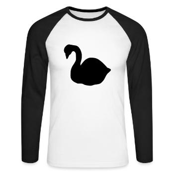 Schwan symbol Schwäne tier vogel - Unisex Baseballshirt langarm - Weiß/Schwarz - Vorne - Nik (191cm)
