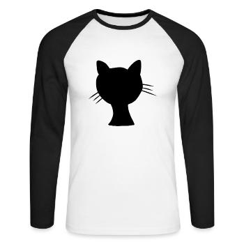 Cat Animal Icon Head Pet Animals - Unisex Long Sleeve Baseball T-Shirt - white/black - Front - Nik (191cm)