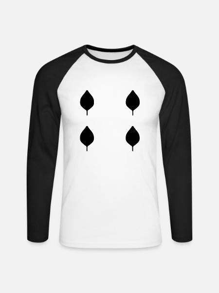 four leaves leaf nature pattern - Unisex Long Sleeve Baseball T-Shirt - white/black