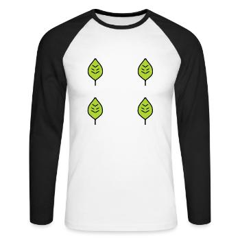 four leaves leaf green nature pattern - Unisex Long Sleeve Baseball T-Shirt - white/black - Front - Nik (191cm)