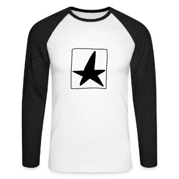 stern quadrat symbol form - Unisex Baseballshirt langarm - Weiß/Schwarz - Vorne - Nik (191cm)
