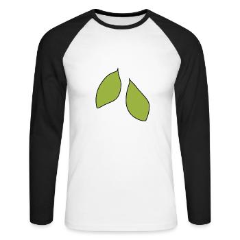 Icône de feuille à deux feuilles - T-shirt baseball manches longues Homme - blanc/noir - Devant - Nik (191cm)