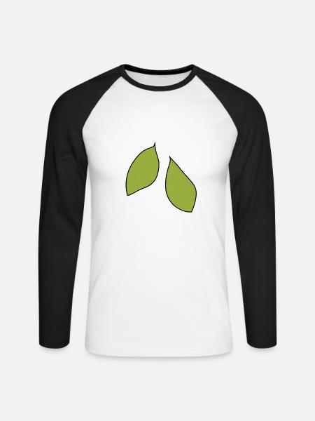 Twee Bladeren Blad Pictogram - Mannen baseballshirt lange mouw - wit/zwart