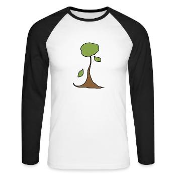 arbre plante symbole nature forme - T-shirt baseball manches longues Homme - blanc/noir - Devant - Nik (191cm)