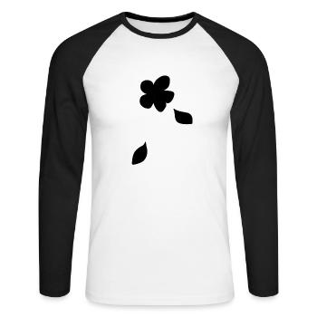 Fleur, Plante, Symbole, Nature, Feuilles, Feuille - T-shirt baseball manches longues Homme - blanc/noir - Devant - Nik (191cm)