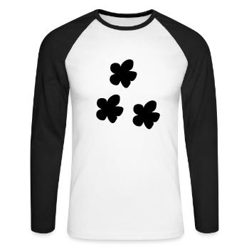drei Blumen Blume symbol Pflanze Natur - Unisex Baseballshirt langarm - Weiß/Schwarz - Vorne - Nik (191cm)