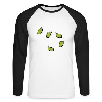 Arbre à motif de feuilles vertes - T-shirt baseball manches longues Homme - blanc/noir - Devant - Nik (191cm)