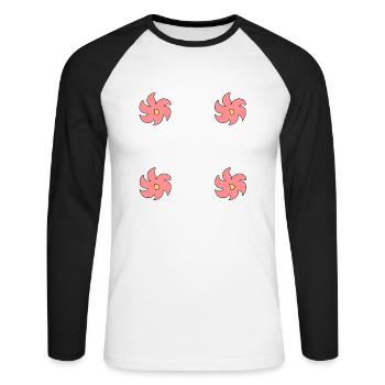 blume blumen pflanze symbol rosa rahmen - Unisex Baseballshirt langarm - Weiß/Schwarz - Vorne - Nik (191cm)