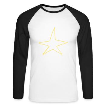 Symbole d’étoile Forme Jaune - T-shirt baseball manches longues Homme - blanc/noir - Devant - Nik (191cm)