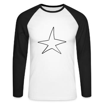Forme du symbole de l’étoile - T-shirt baseball manches longues Homme - blanc/noir - Devant - Nik (191cm)