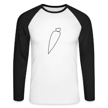 Aliment symbole de carotte - T-shirt baseball manches longues Homme - blanc/noir - Devant - Nik (191cm)