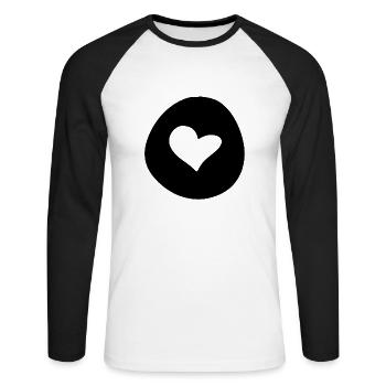 herz form kreis symbol liebe - Unisex Baseballshirt langarm - Weiß/Schwarz - Vorne - Nik (191cm)