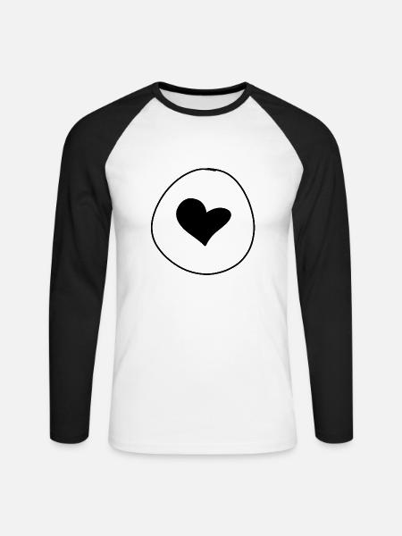 Heart Shape Circle Symbol - Unisex Long Sleeve Baseball T-Shirt - white/black