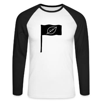 symbol flagge stange blatt natur - Unisex Baseballshirt langarm - Weiß/Schwarz - Vorne - Nik (191cm)