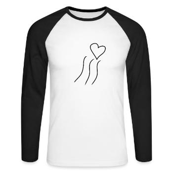linien linie herz form liebe - Unisex Baseballshirt langarm - Weiß/Schwarz - Vorne - Nik (191cm)