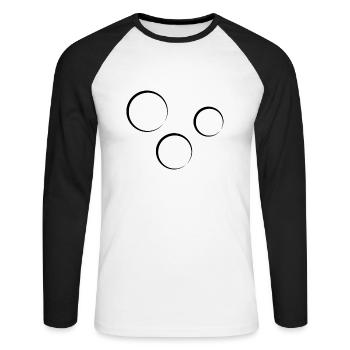 Icône en forme de cercle à trois cercles - T-shirt baseball manches longues Homme - blanc/noir - Devant - Nik (191cm)